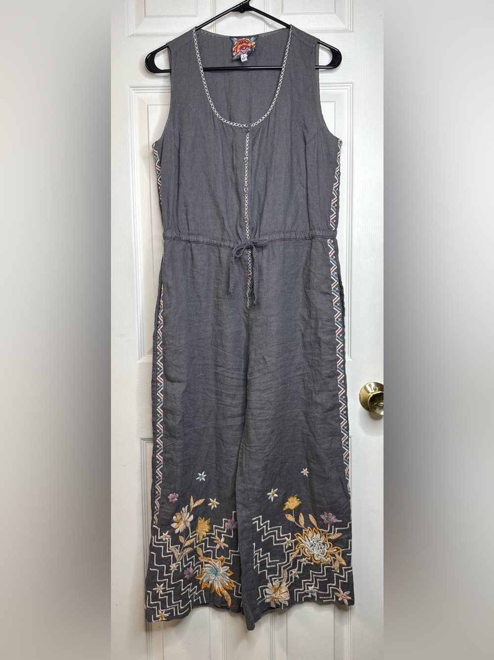 Johnny Was Elia Linen Tie Jumpsuit Size Small